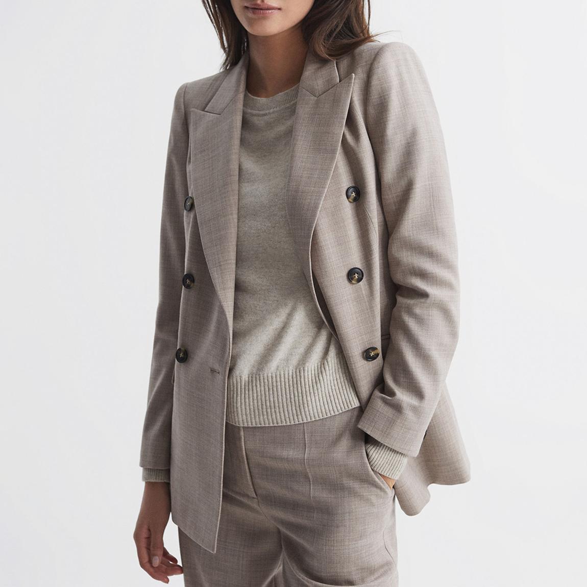 Oatmeal Hazel Textured Wool Blend Blazer main product photo