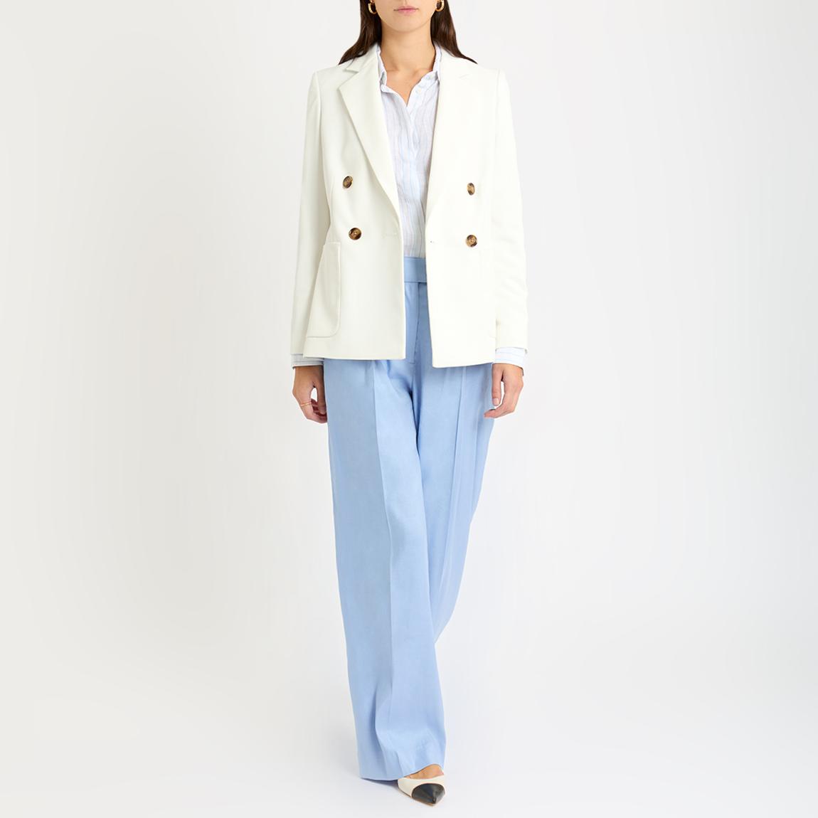 Blue Hollie Linen Blend Wide Leg Trousers main product photo