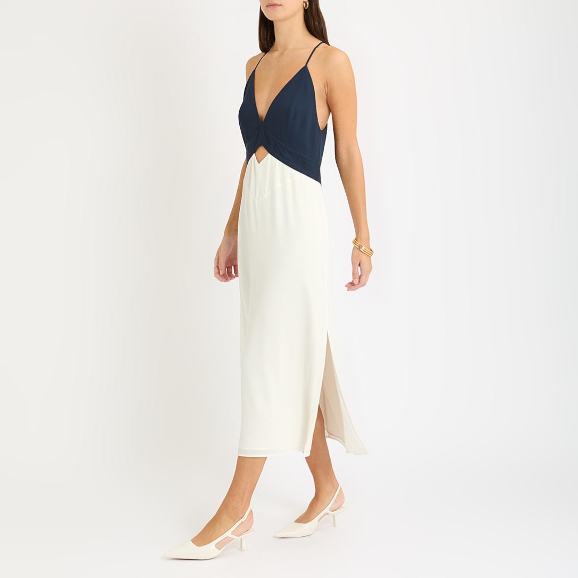 Ivory/Navy Ella Colour Block Midi Dress main product photo