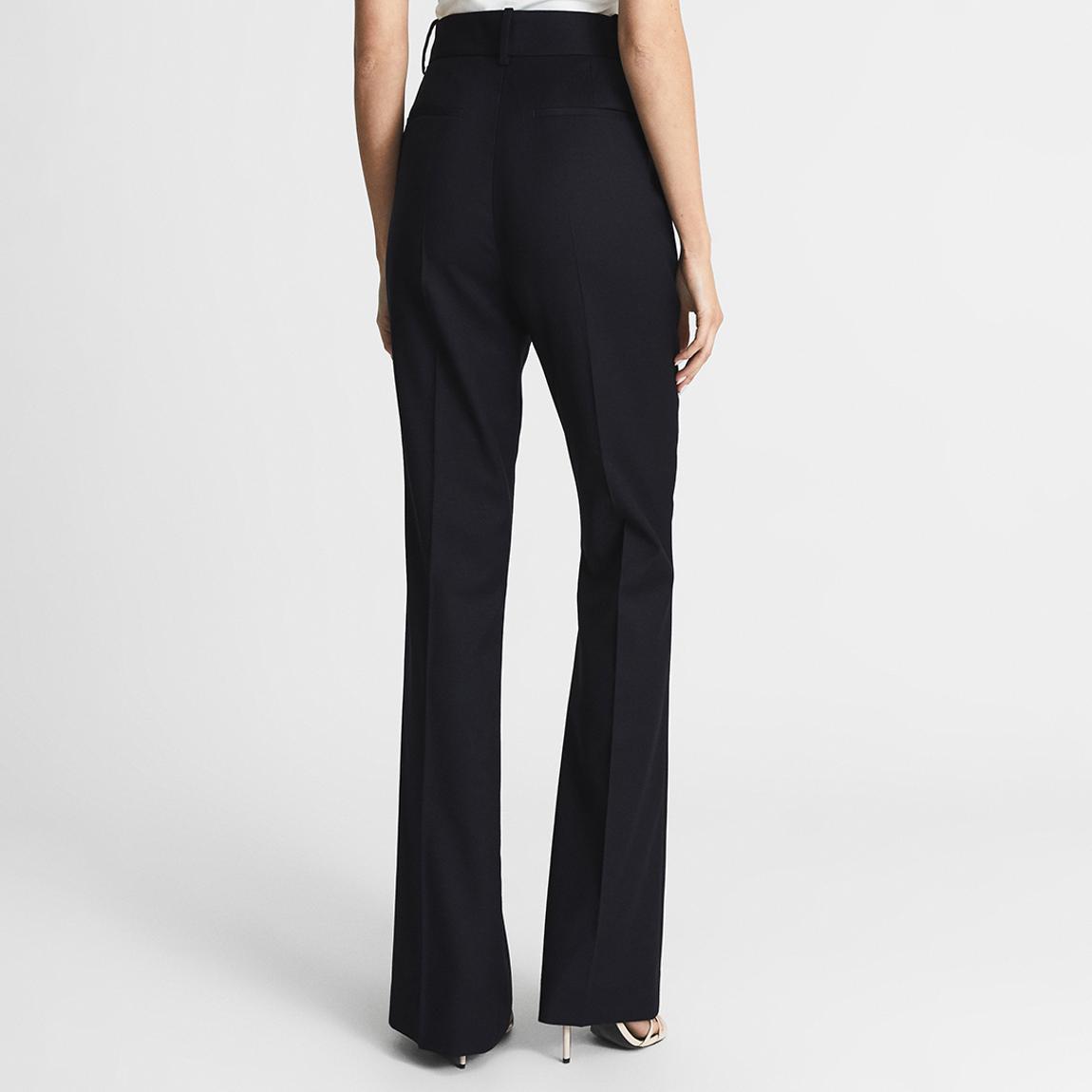 Navy Haisley Tailored Flared Wool Blend Trousers main product photo