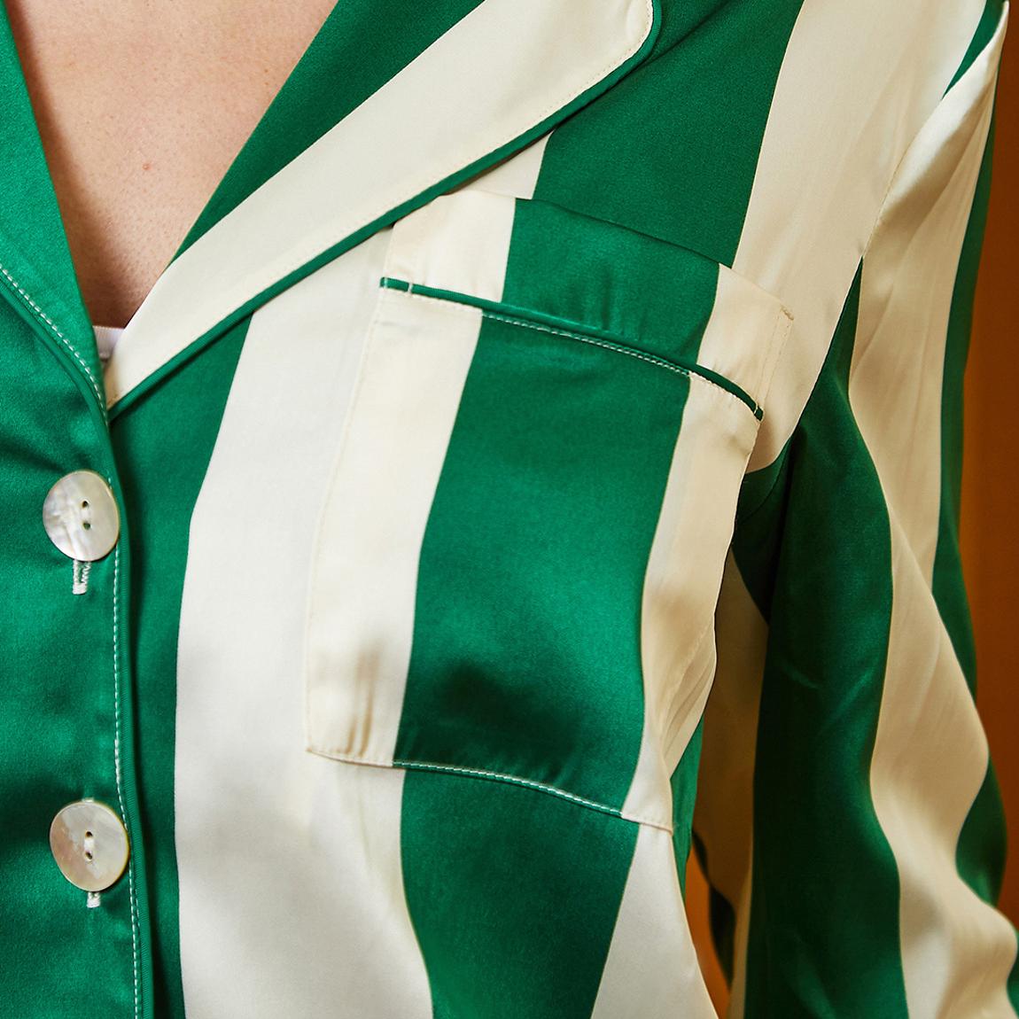 Green Wide Stripe Trouser Set main product photo