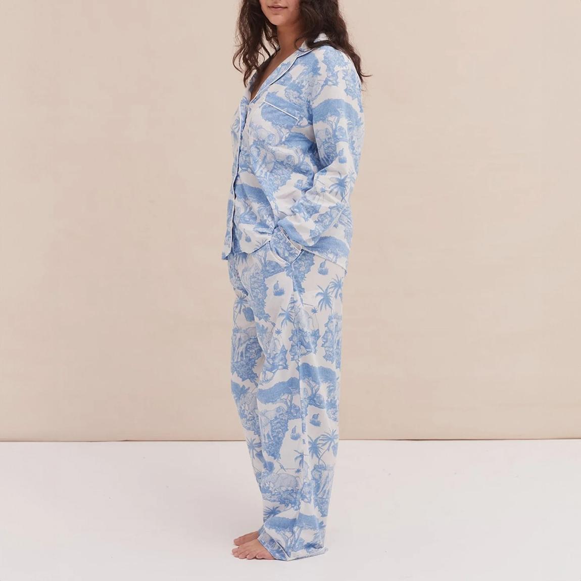 Long Pyjama Set Loxodonta Print Blue main product photo
