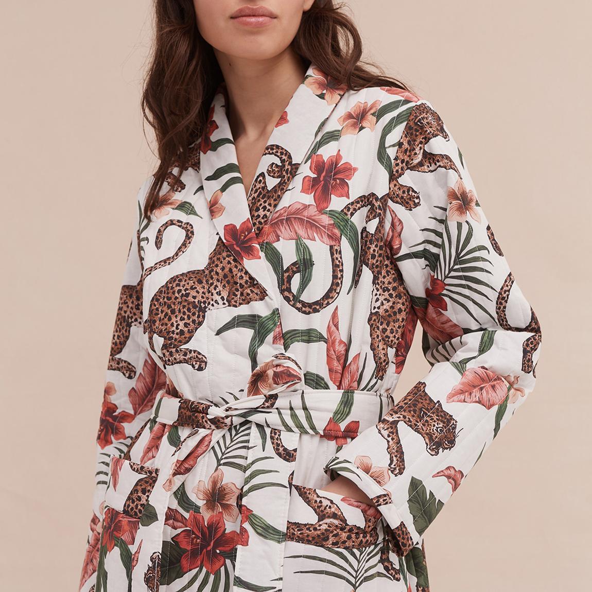 Quilted Robe Soleia Print Cream main product photo