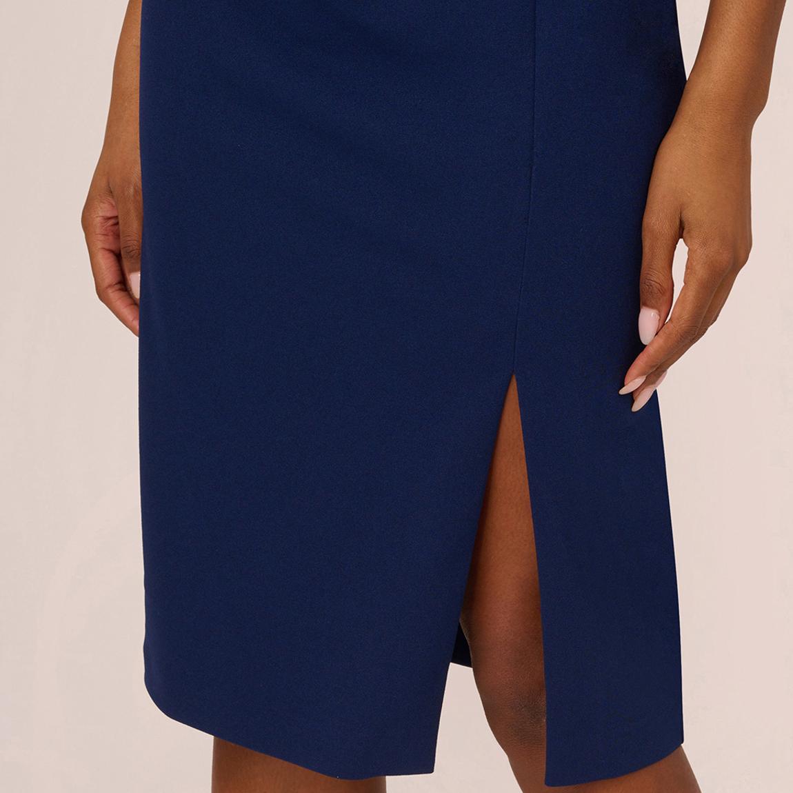Navy Knit Crepe Short Dress main product photo