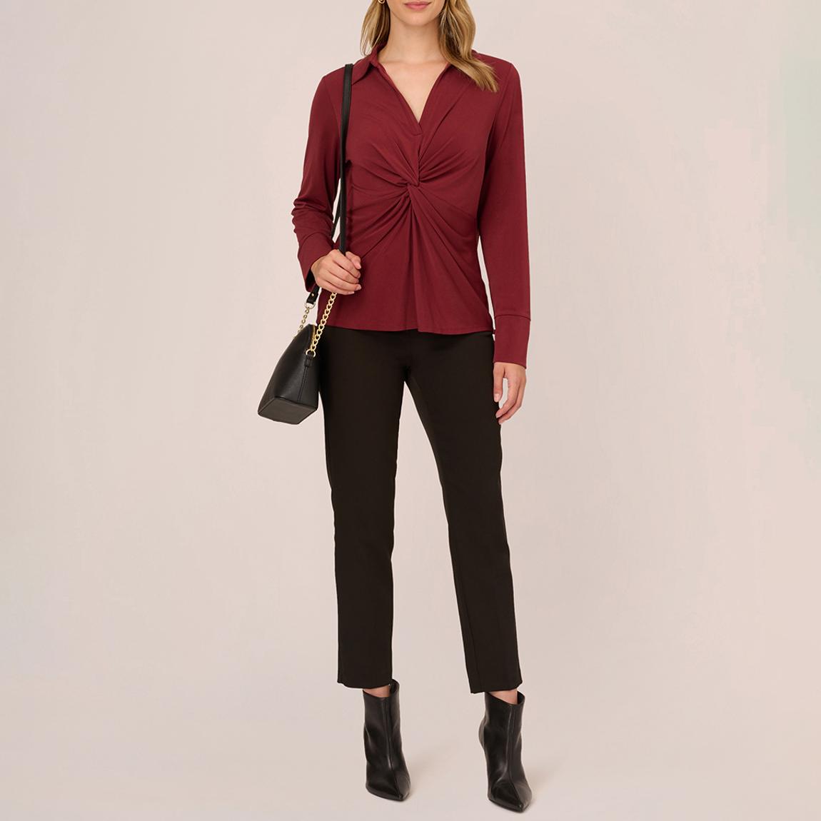 Red Twist Front Knit Top main product photo