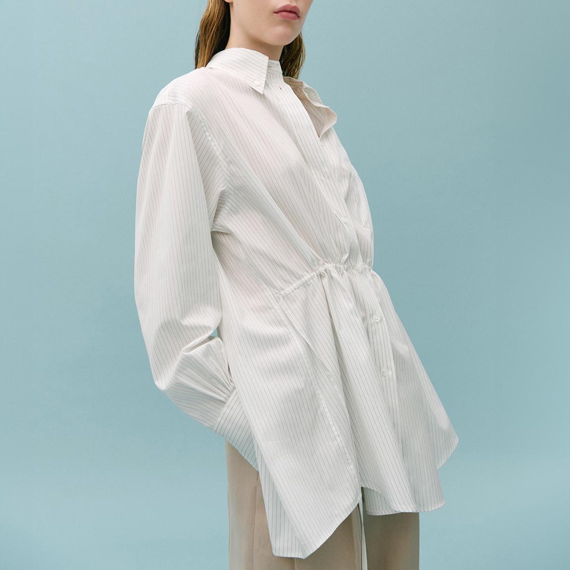 White Cinched Waist Shirt main product photo