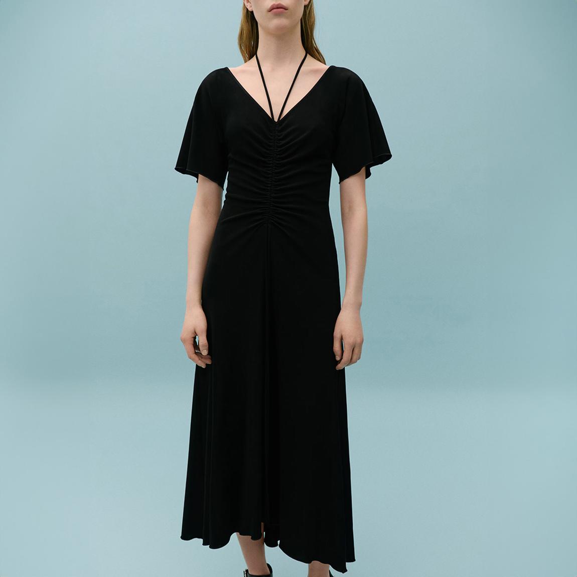 Black Ruched Midi Dress main product photo