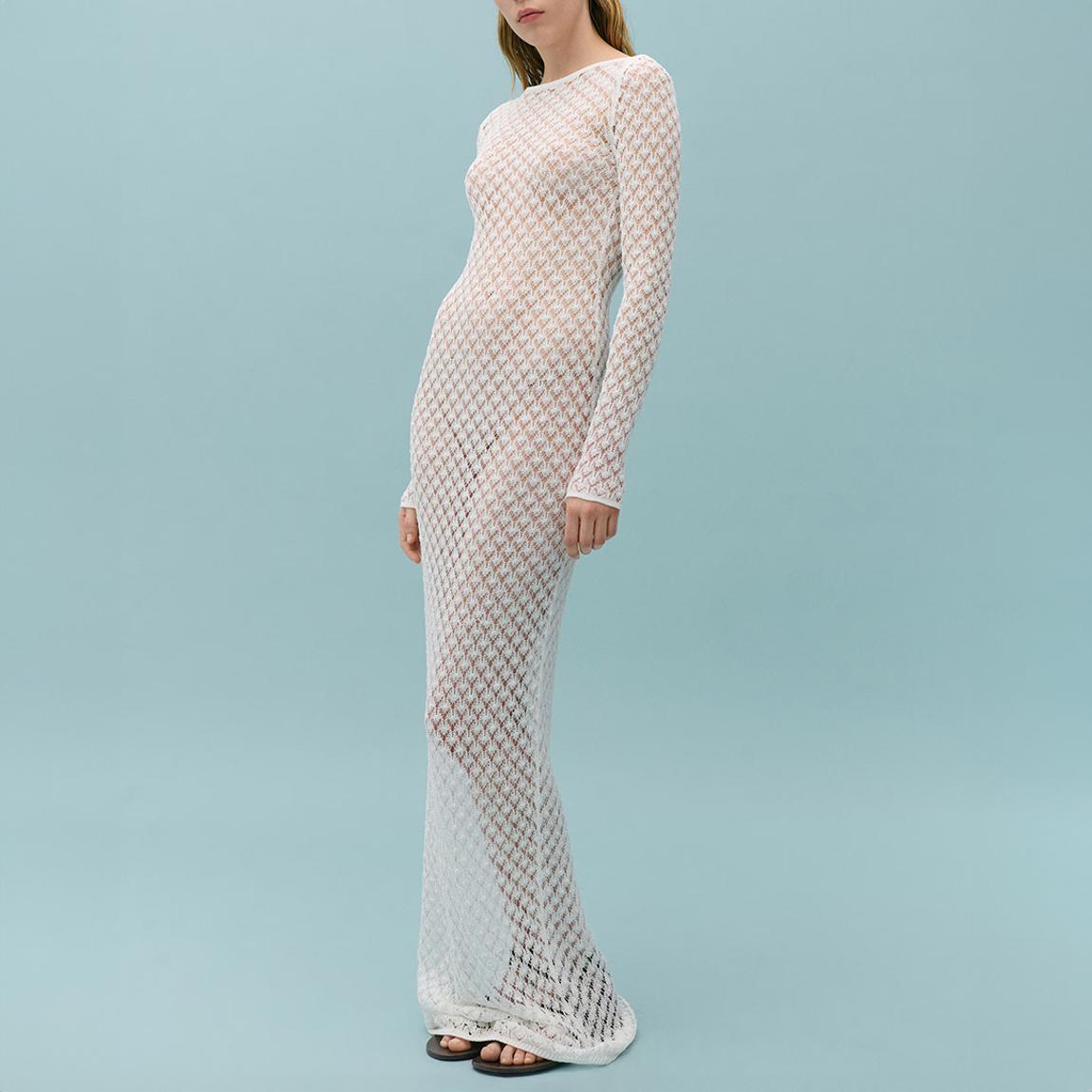 mango white knit dress MANGO Women's Opening Detail Ribbed Knit Dress