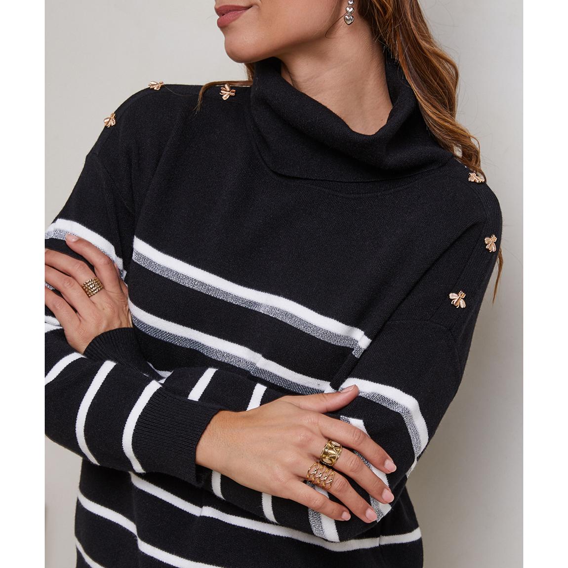 Black Cashmere Blend Stripe Jumper main product photo