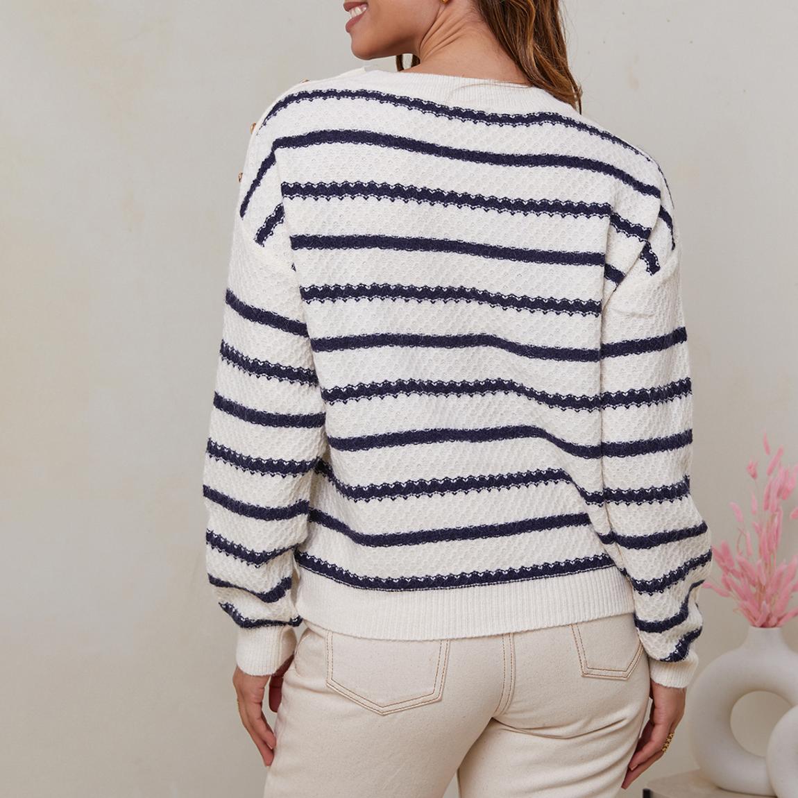 White Striped Cashmere Blend Jumper main product photo