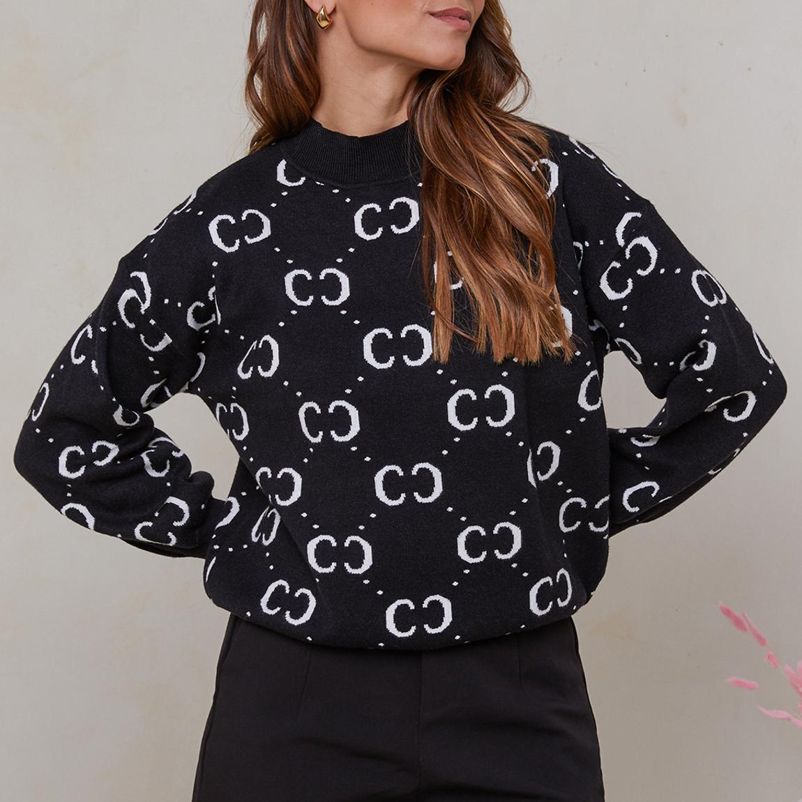 Black Cashmere Blend Printed Jumper main product photo