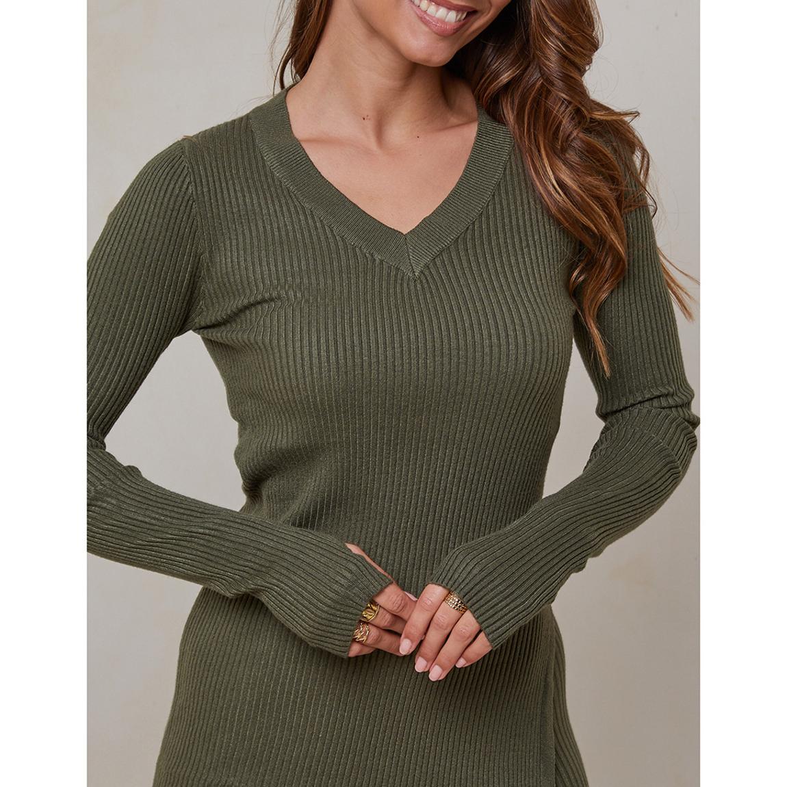 Khaki Fitted Cashmere Blend Top main product photo