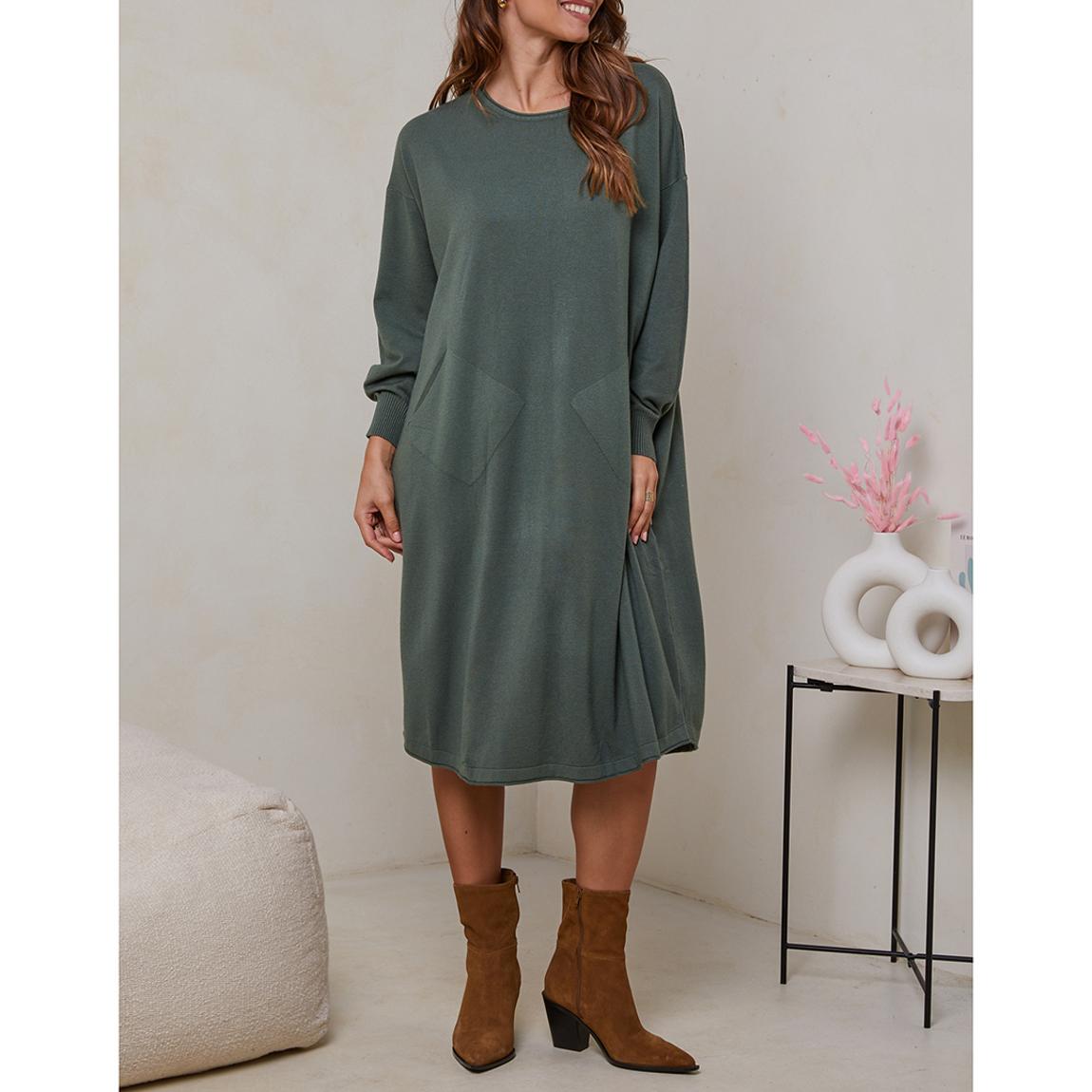 Khaki Oversize Cashmere Blend Dress main product photo