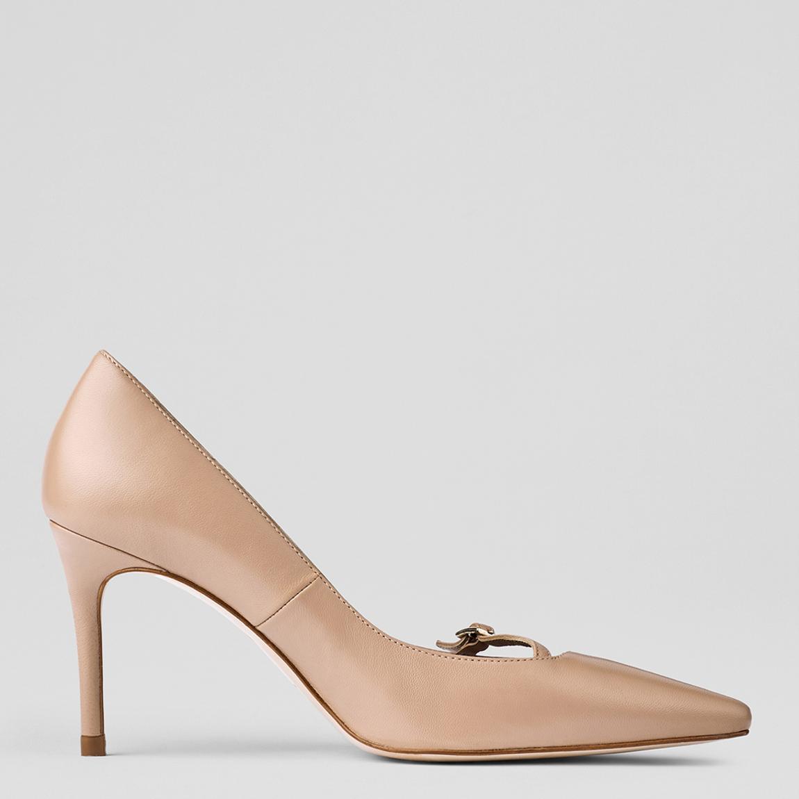 Beige Larna Nappa Leather Closed Courts main product photo