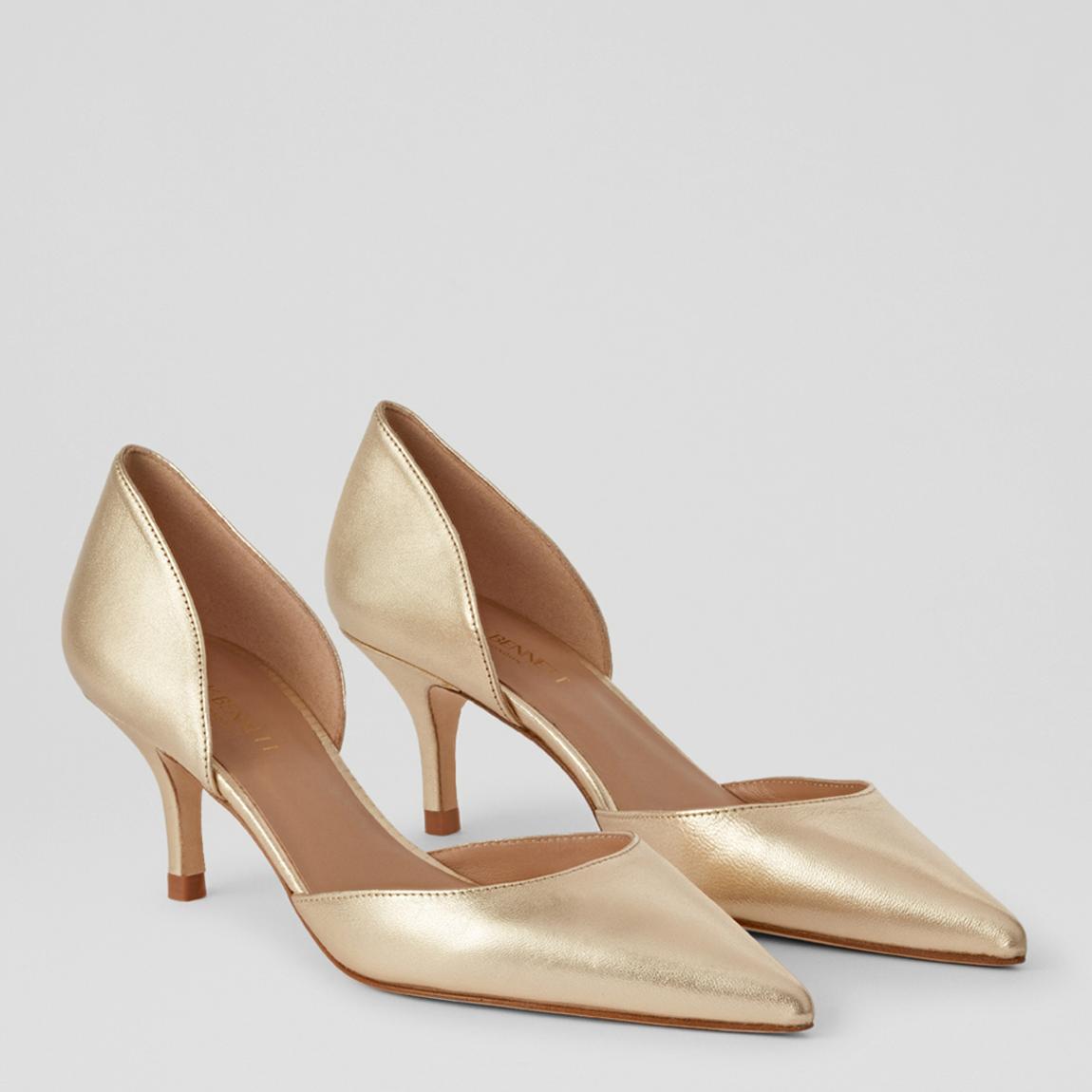 Gold Harley Leather Kitten Heeled Courts main product photo