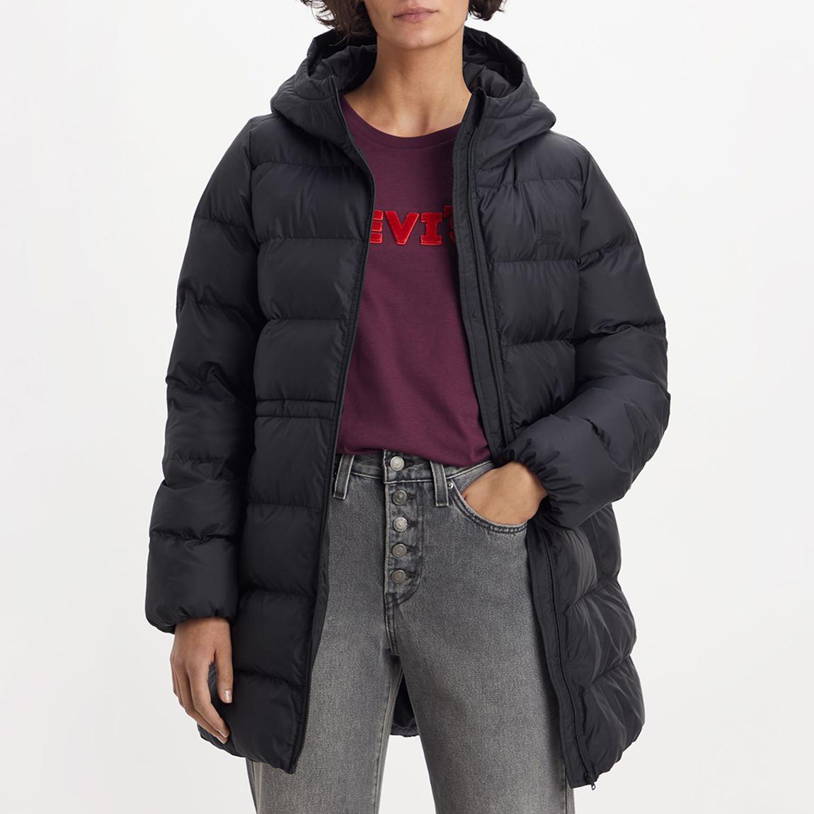 Black Hooded Quilted Jacket main product photo