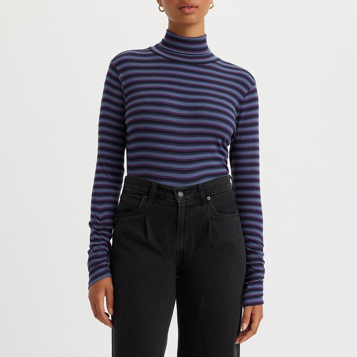 Blue Striped Ribbed Top main product photo
