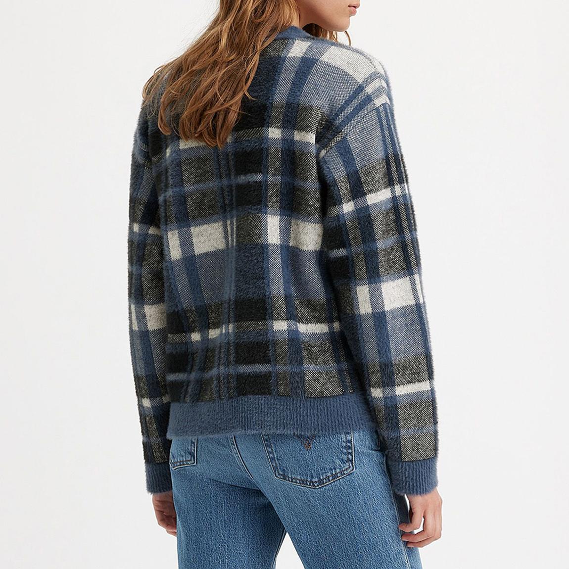 Blue Betty Check Cotton Blend Cardigan main product photo