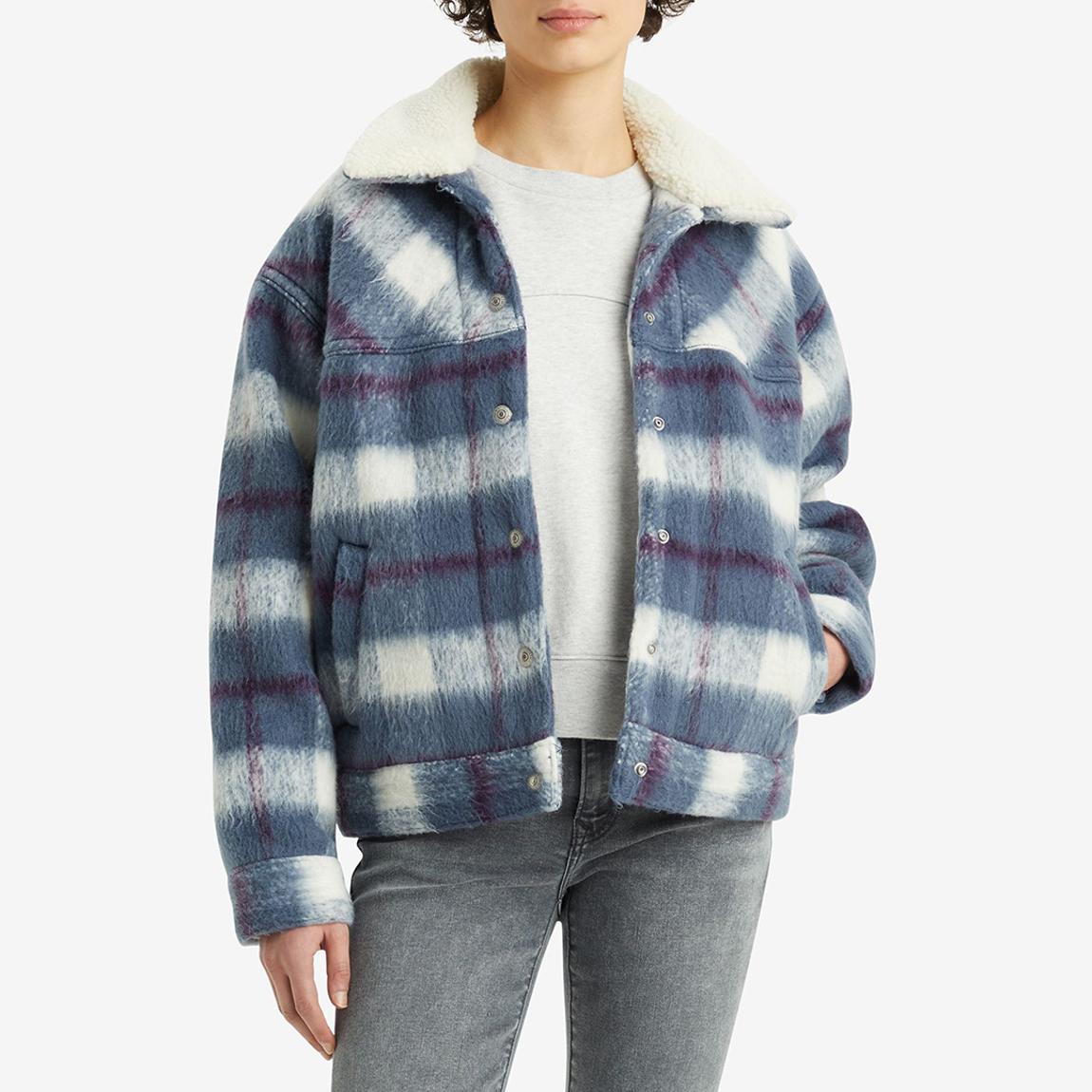 Blue 90S Check Sherpa Trucker Jacket main product photo