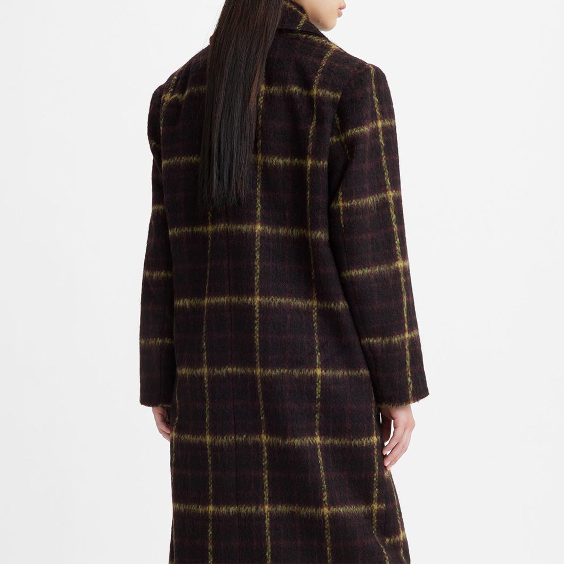 Black Check Longline Wool Blend Coat main product photo