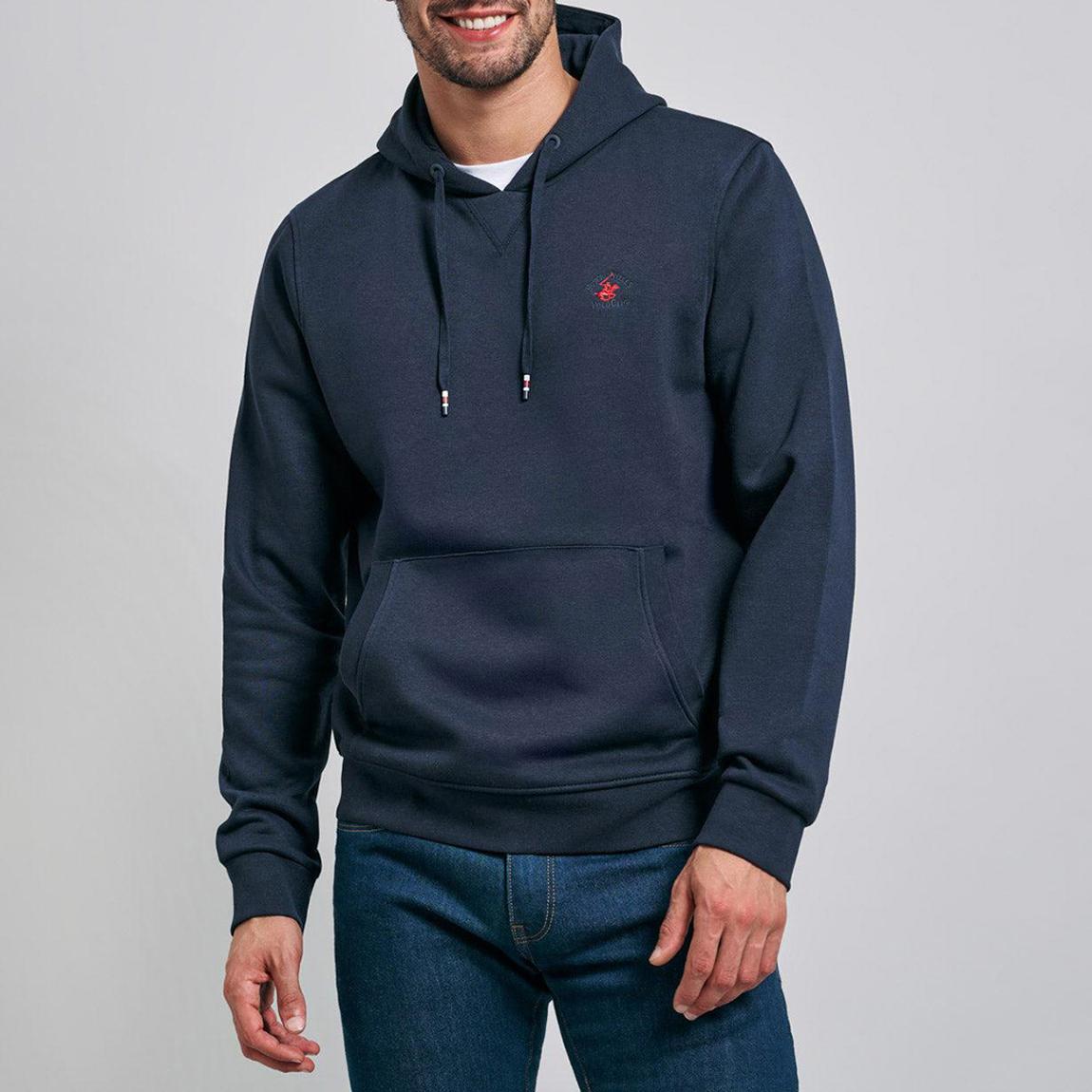 Navy Contrast Cotton Blend Hoodie main product photo