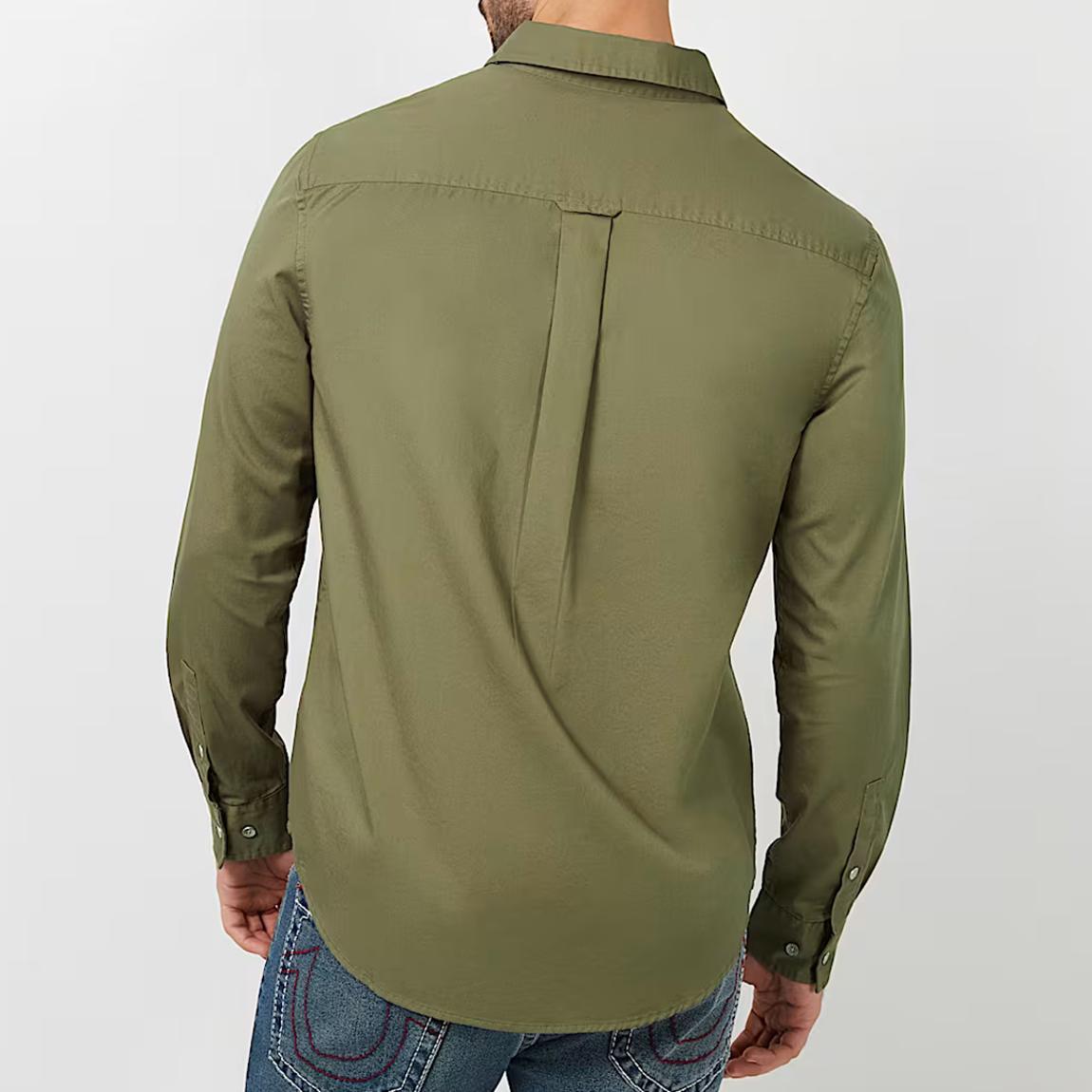 Khaki Embroidered Buddha Core Cotton Shirt main product photo