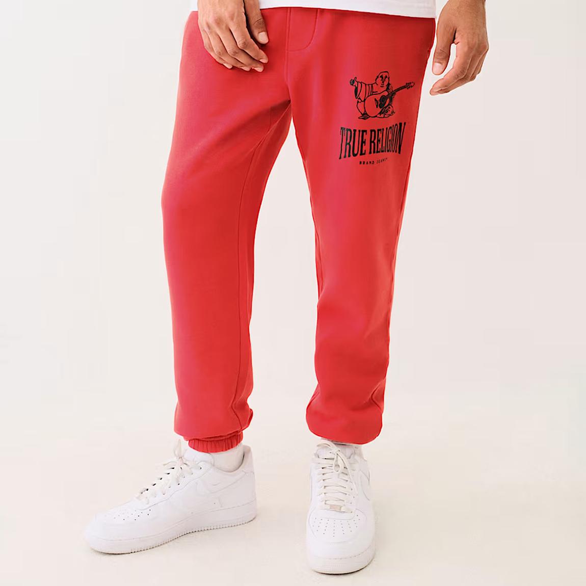 Red Vintage Crackle Cotton Blend Joggers main product photo