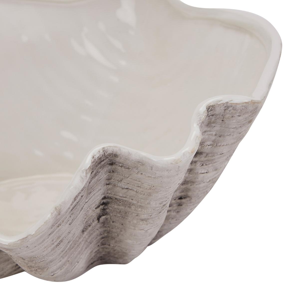Large Ceramic Adele Shell Bowl, Grey & White main product photo
