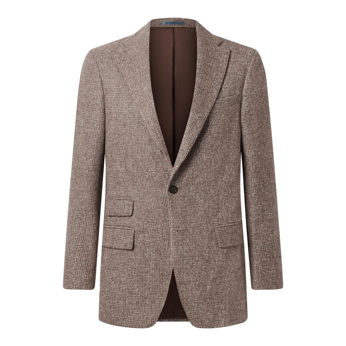 Brown Basketweave Alpaca Wool Blazer main product photo