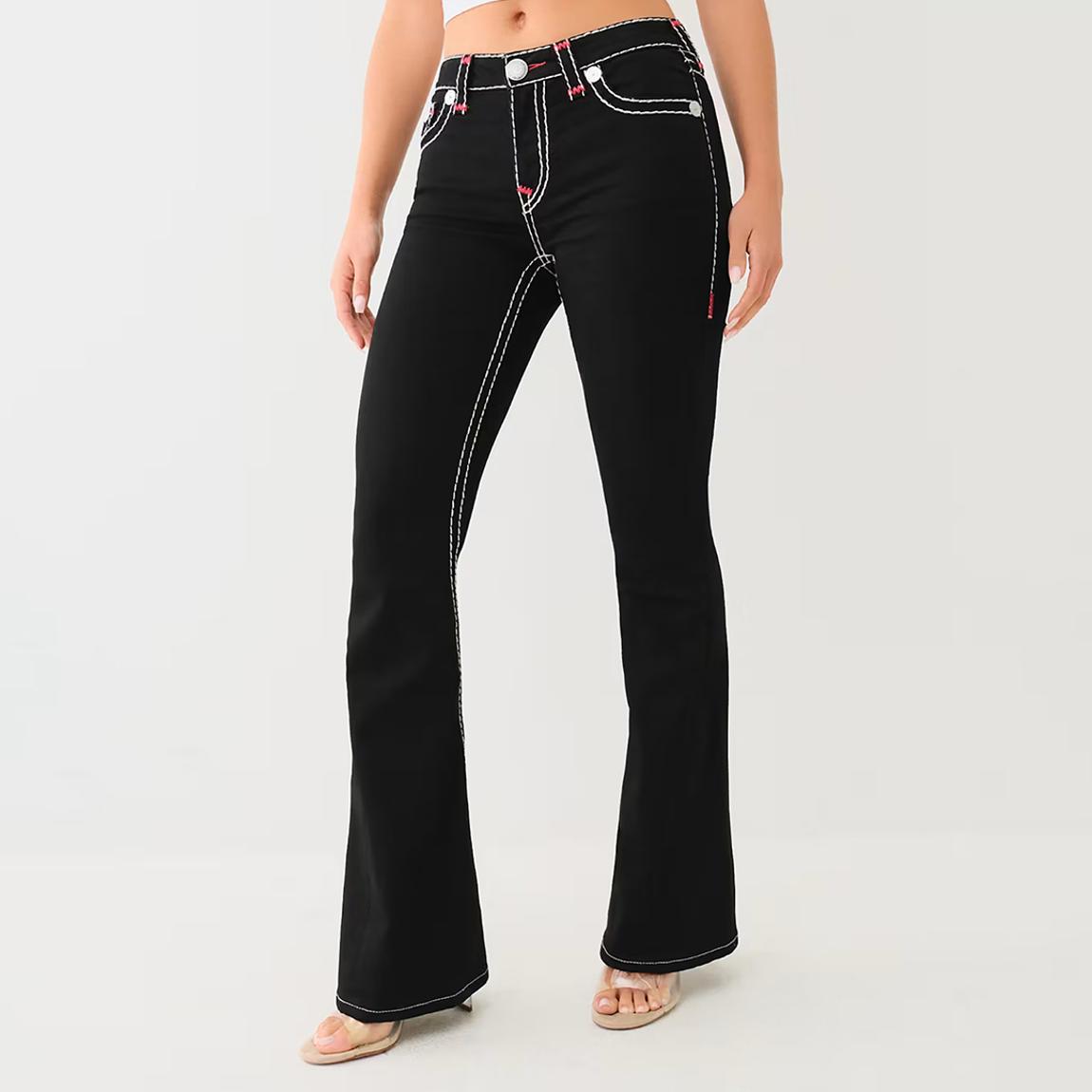 Black Joey Super T Flap Flare Stretch Jeans main product photo