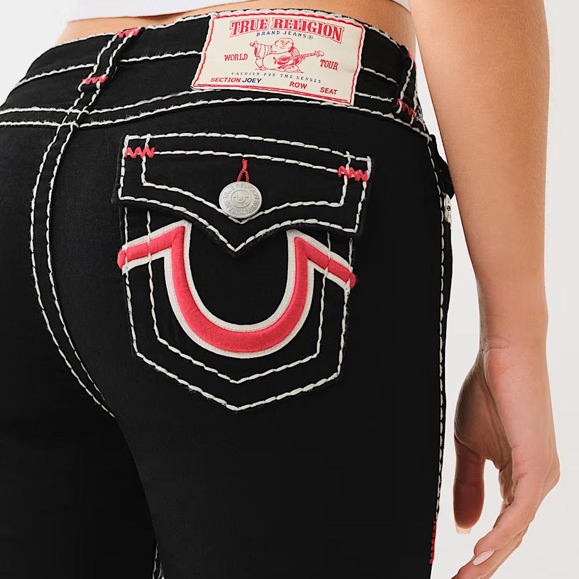 True Religion Black Joey Super T Flap Flare Stretch Jeans - BrandAlley