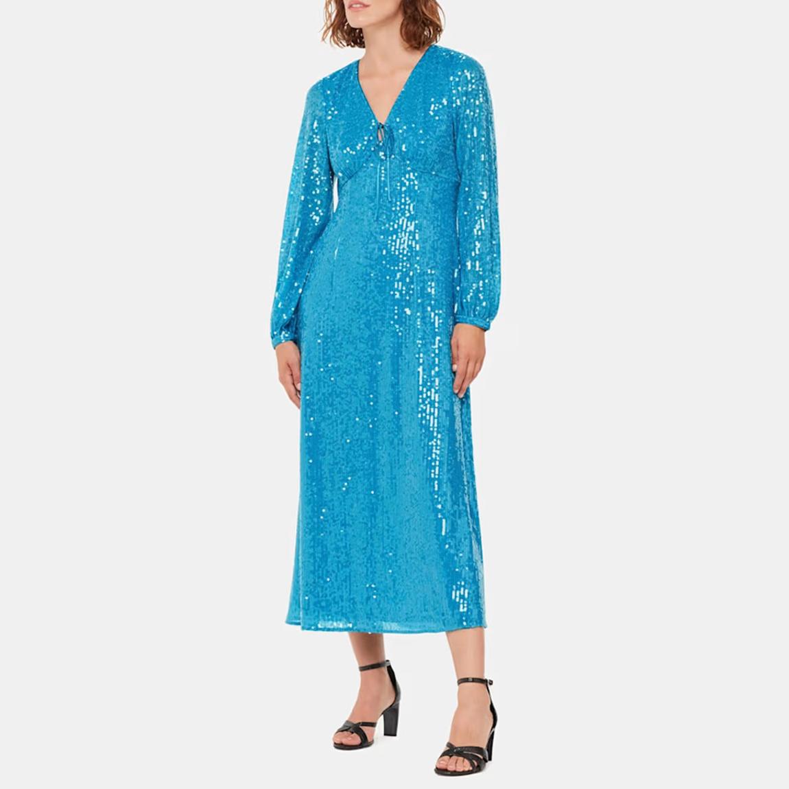 Blue Sequin Keyhole Midi Dress main product photo