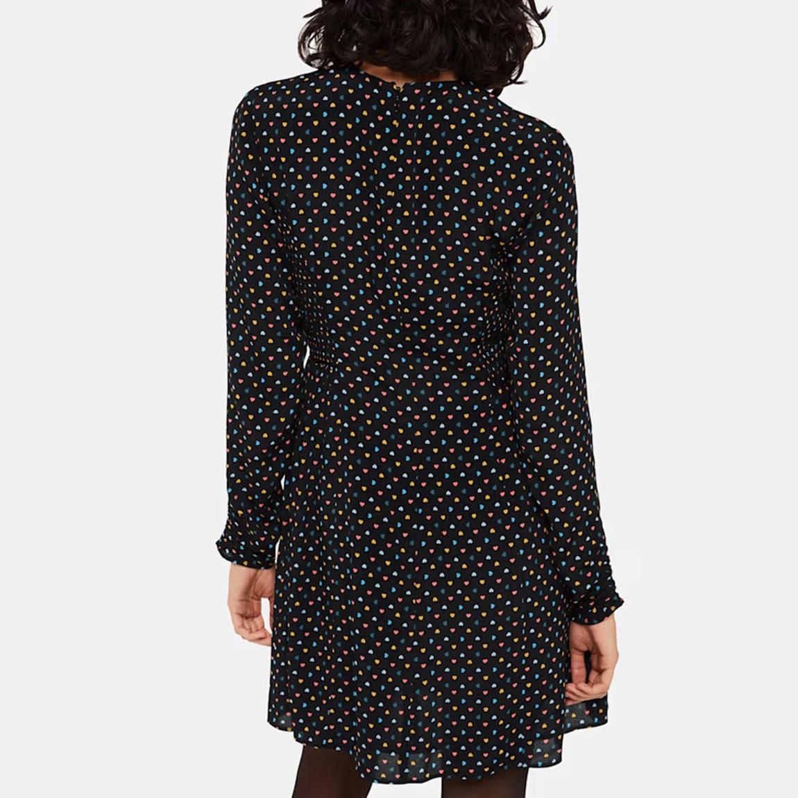WHISTLES Black Scattered Hearts Flippy Mini Dress - BrandAlley