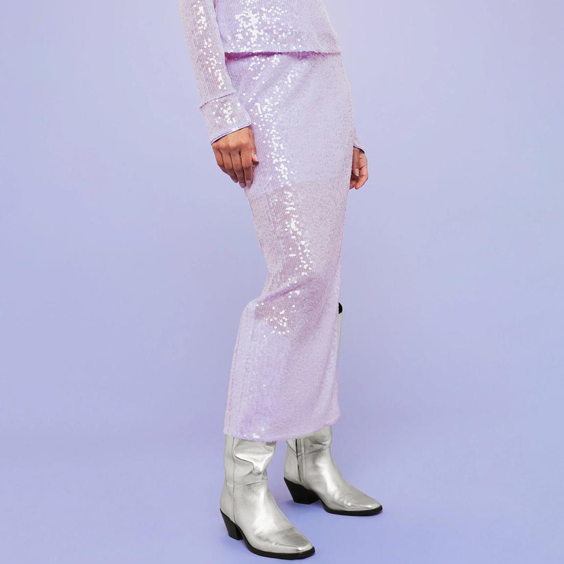 Lilac Lio Sequin Sculptured Split Skirt main product photo