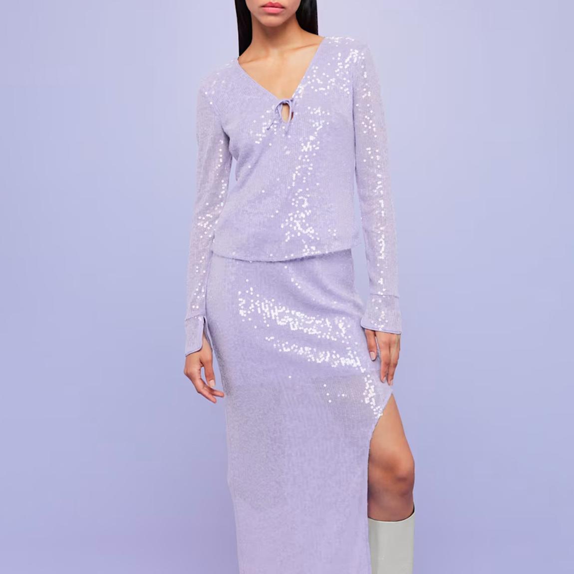 Lilac Nola Sequin Keyhole Top main product photo