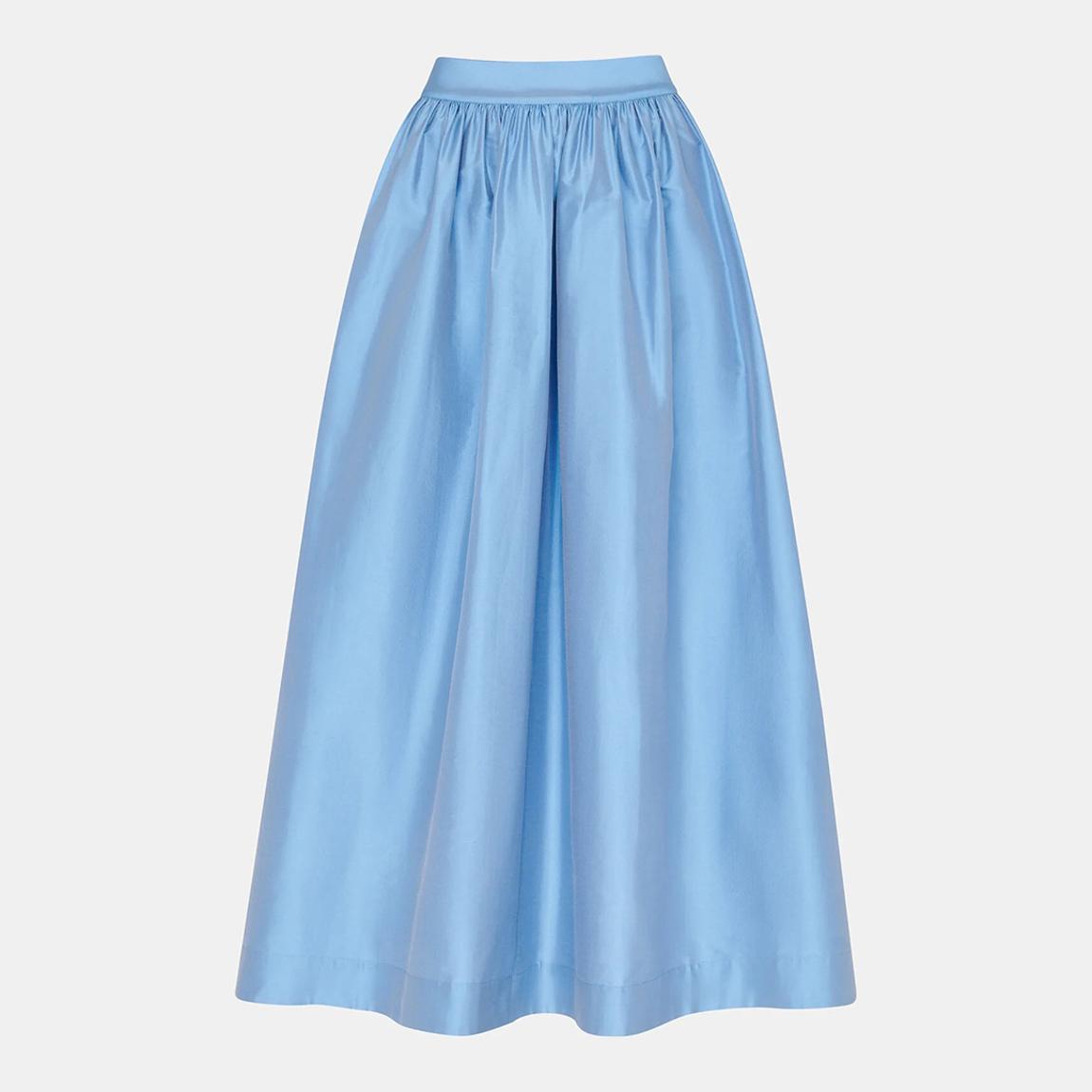 Blue Taffeta Off Shoulder Silk Top main product photo