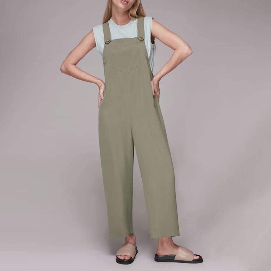 Khaki Rita Wide Dungarees main product photo