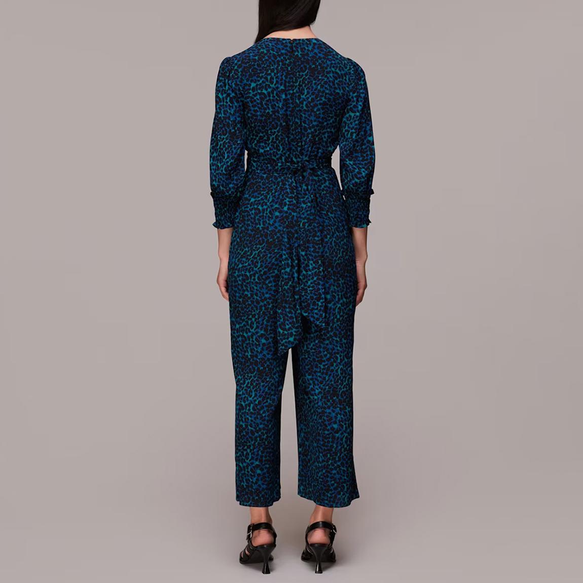 Teal Forest Leopard Wide Jumpsuit main product photo
