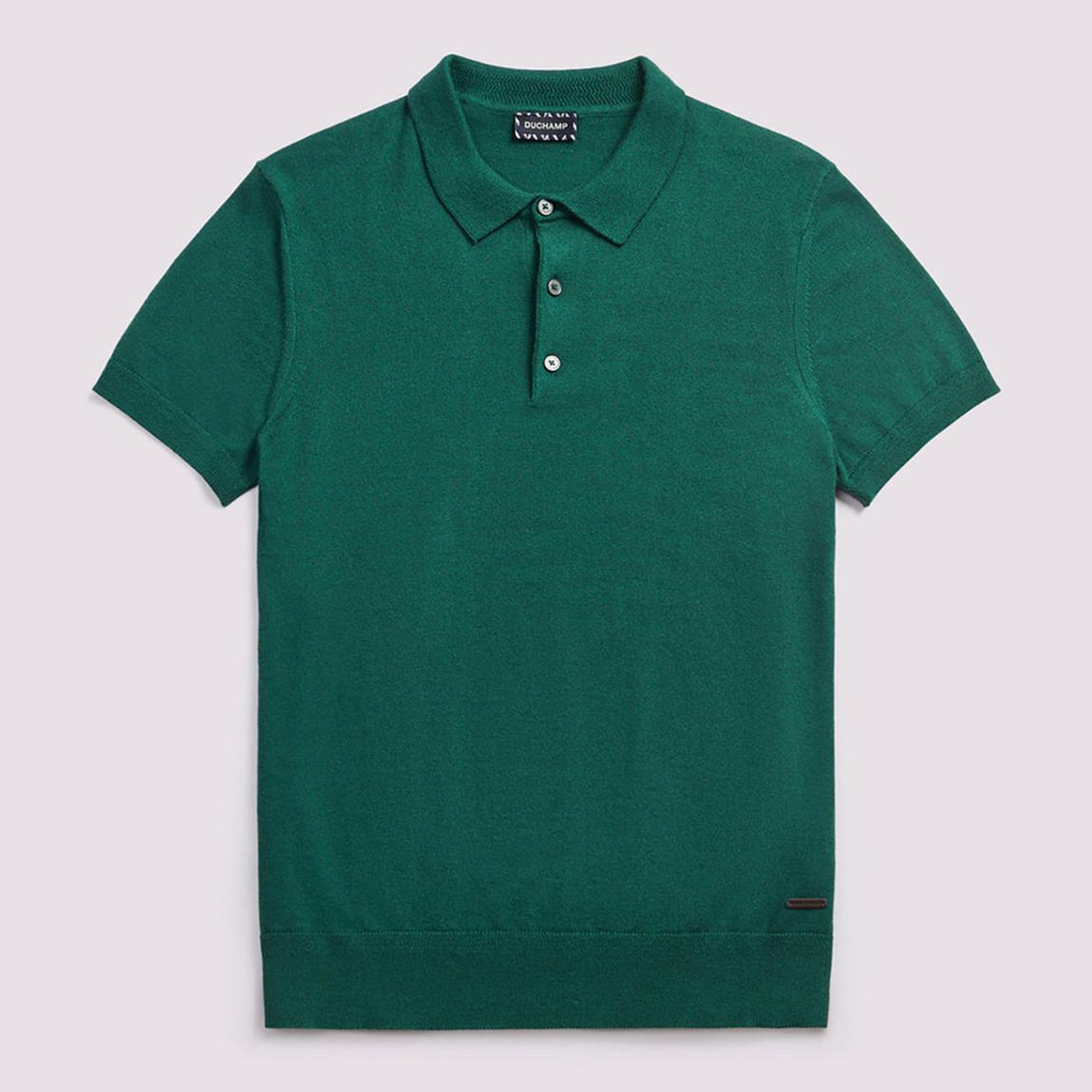 Green Short Sleeve Knit Cotton Blend Polo Shirt main product photo