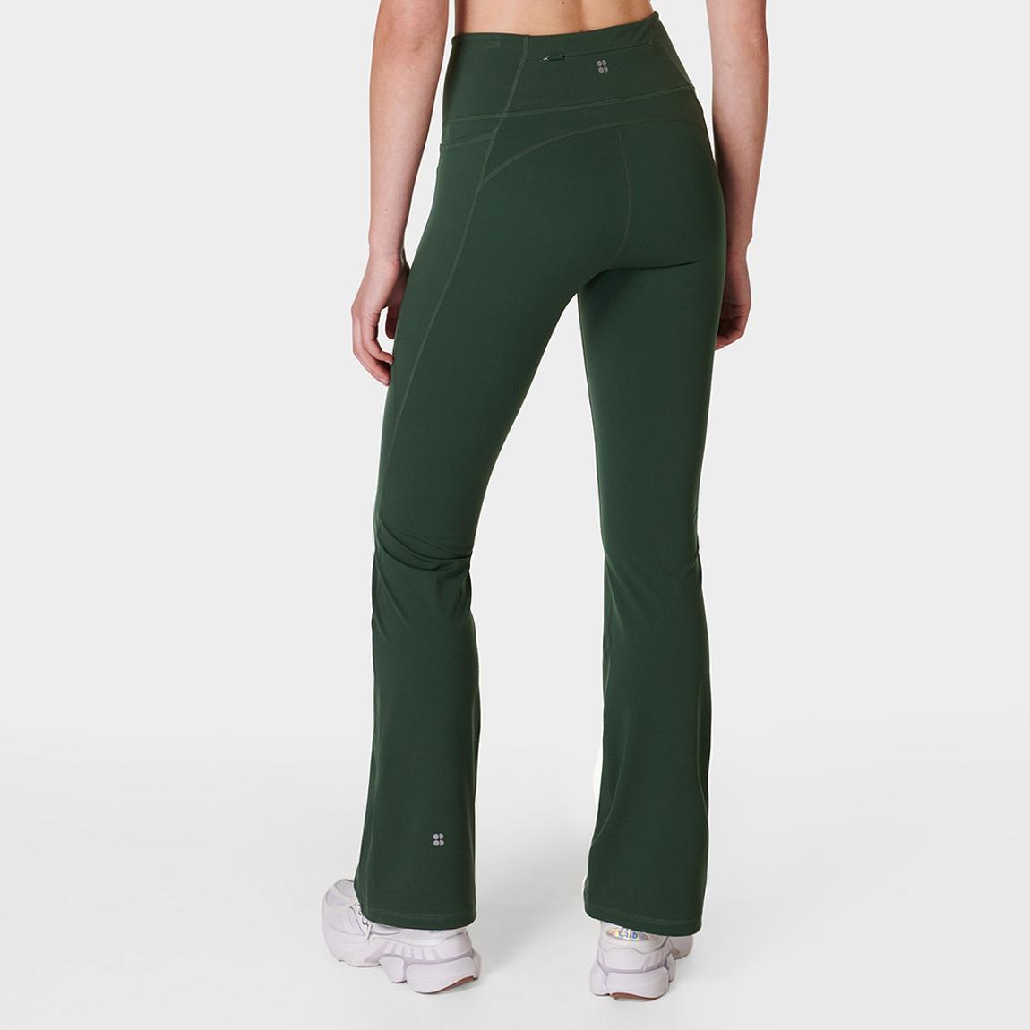Sweaty Betty Trek Green Power 32 Wrap Waist Bootcut Workout
