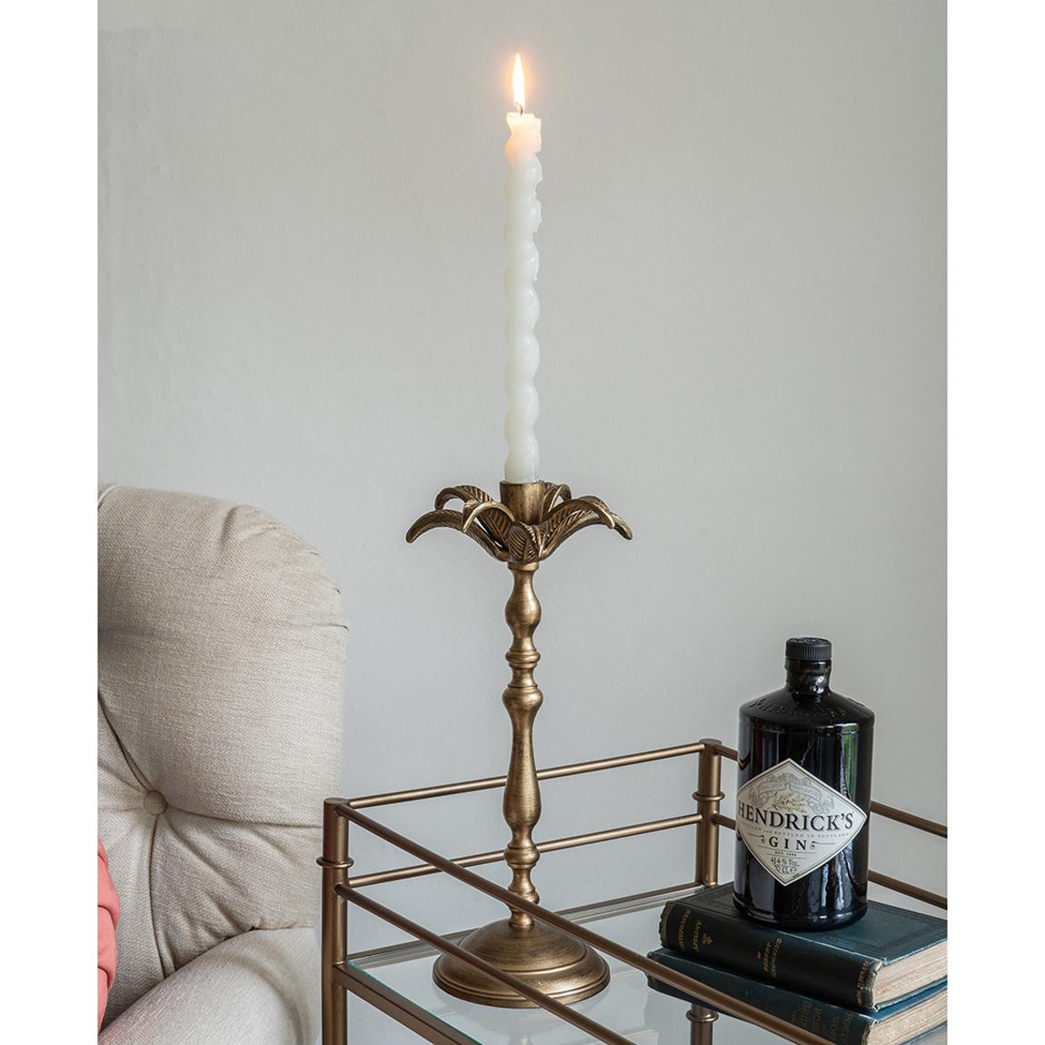 Antique Brass Large Palm Tree Candlestick main product photo