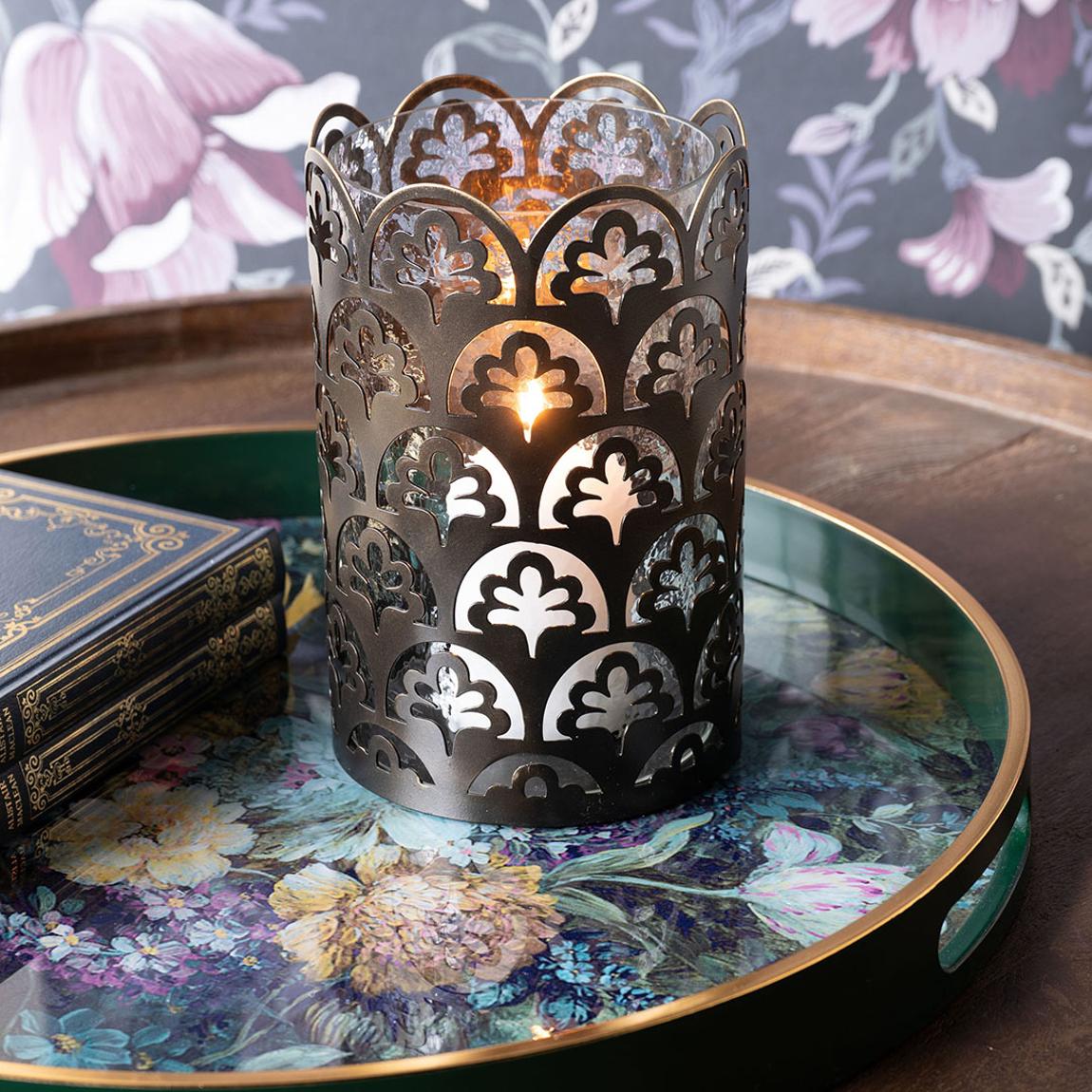 Laura Ashley Medium Catarina Hurricane, Clear Glass & Bronze main product photo