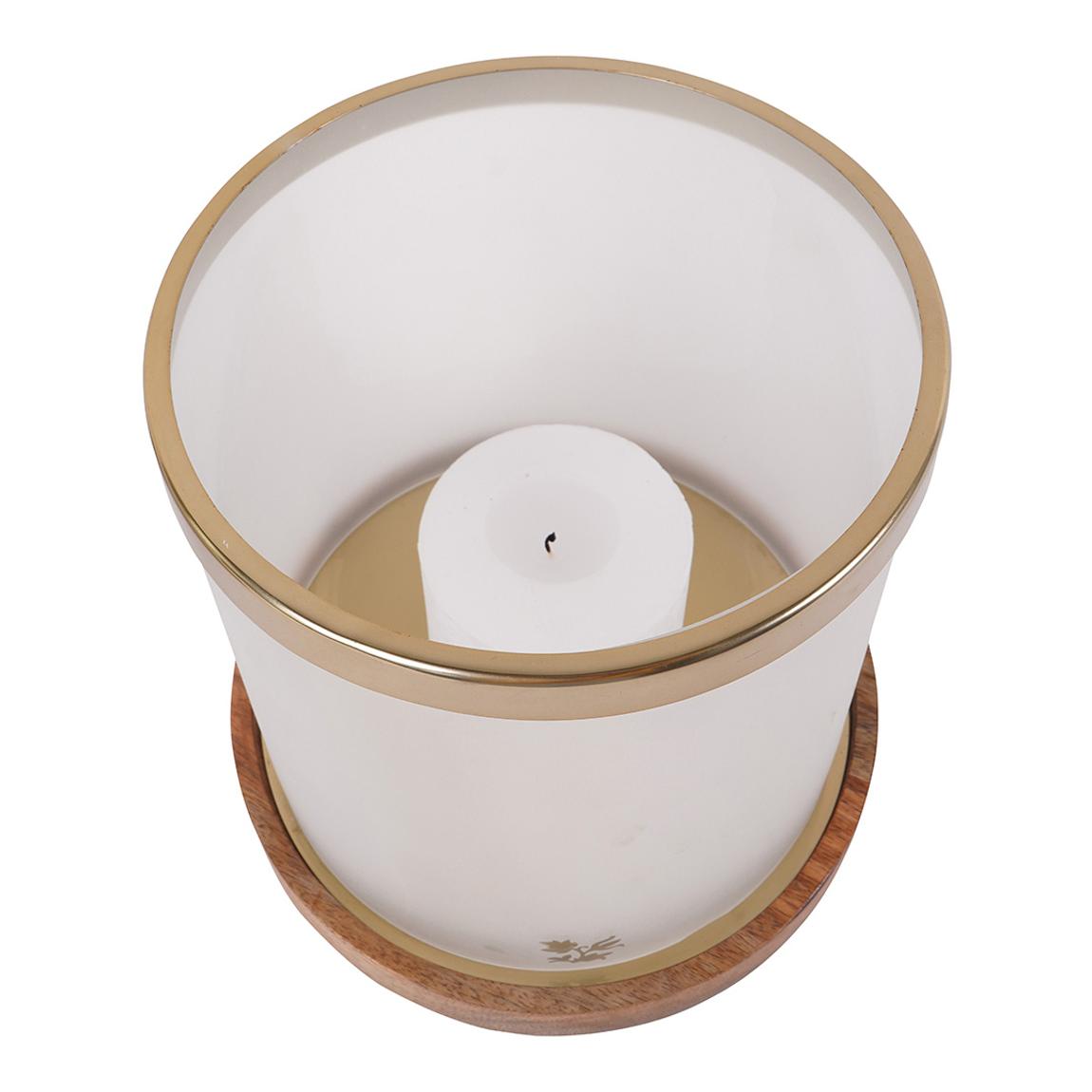 Laura Ashley Large Frosted Glass Hurricane, Gold main product photo