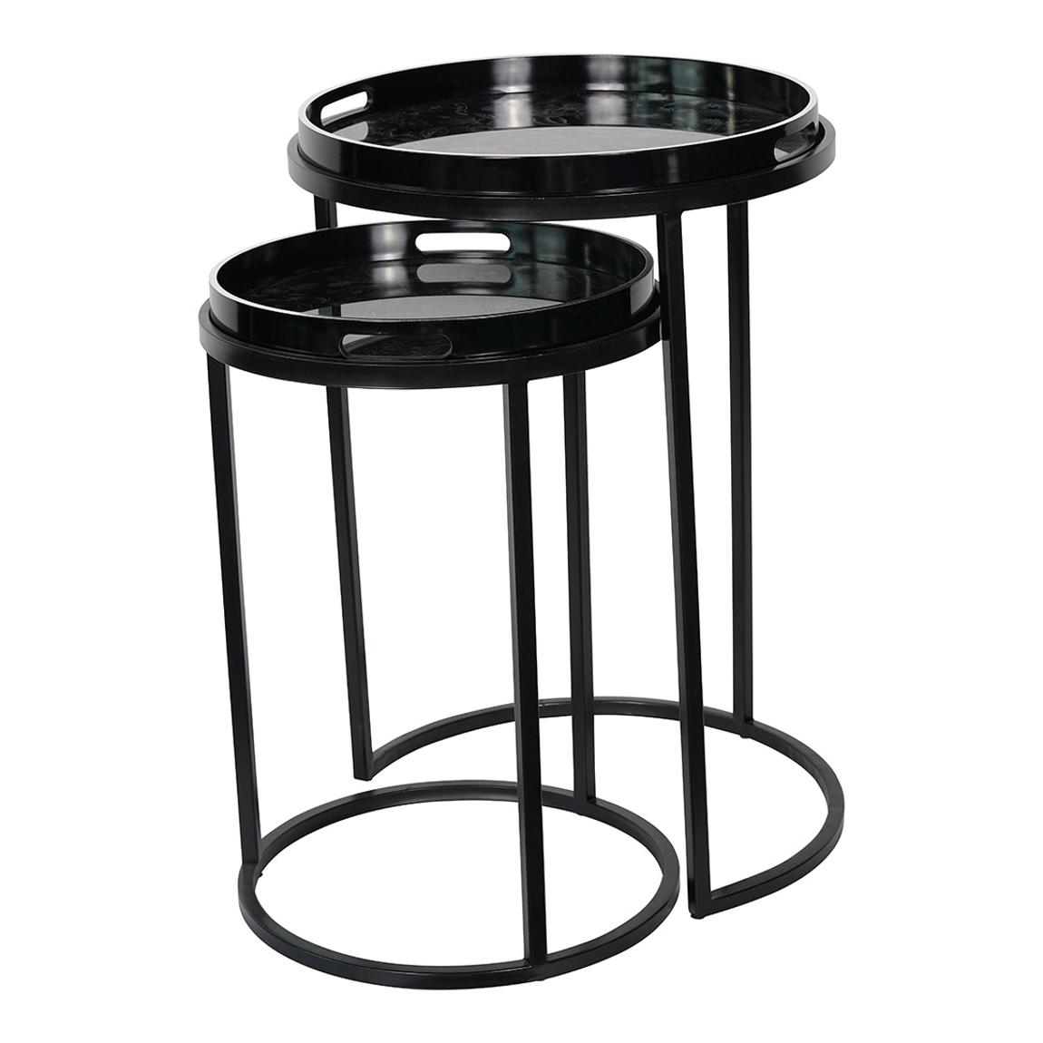 Laura Ashley Louise Print Set Of 2 Tray Tables, Black main product photo