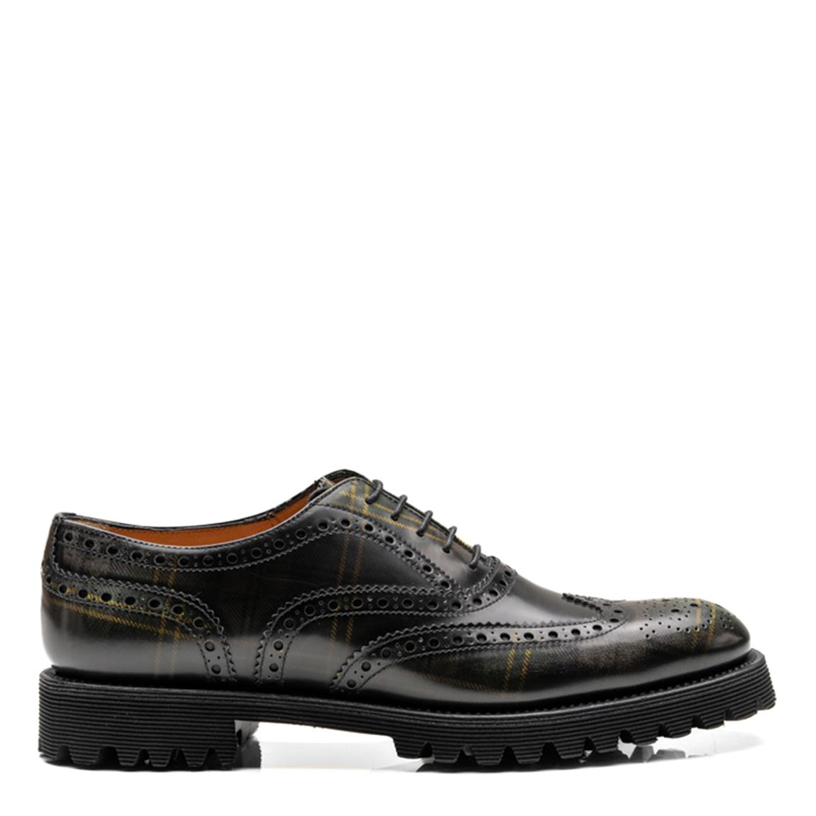Anthracite Tartan Carla Laced Flat Shoes main product photo