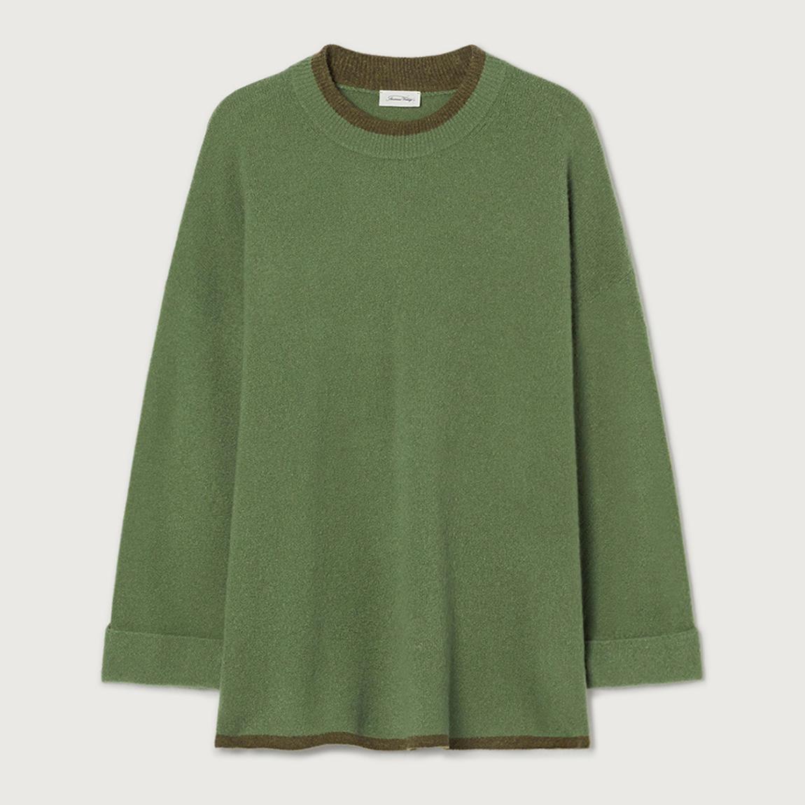 Green Wool Blend Crew Neck Oversized Jumper main product photo