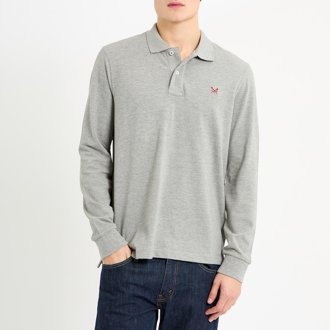 Grey Marl Long Sleeve Polo Top main product photo