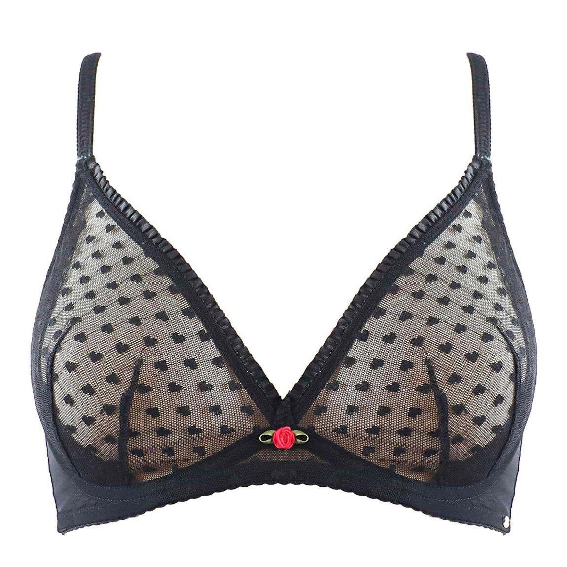 Black Heart Mesh Underwired Triangle Bra main product photo