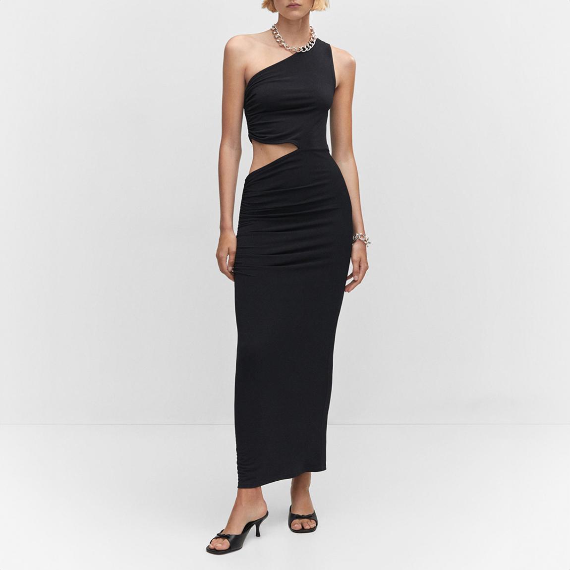 Mango Black Asymmetric Cutout Maxi Dress - BrandAlley