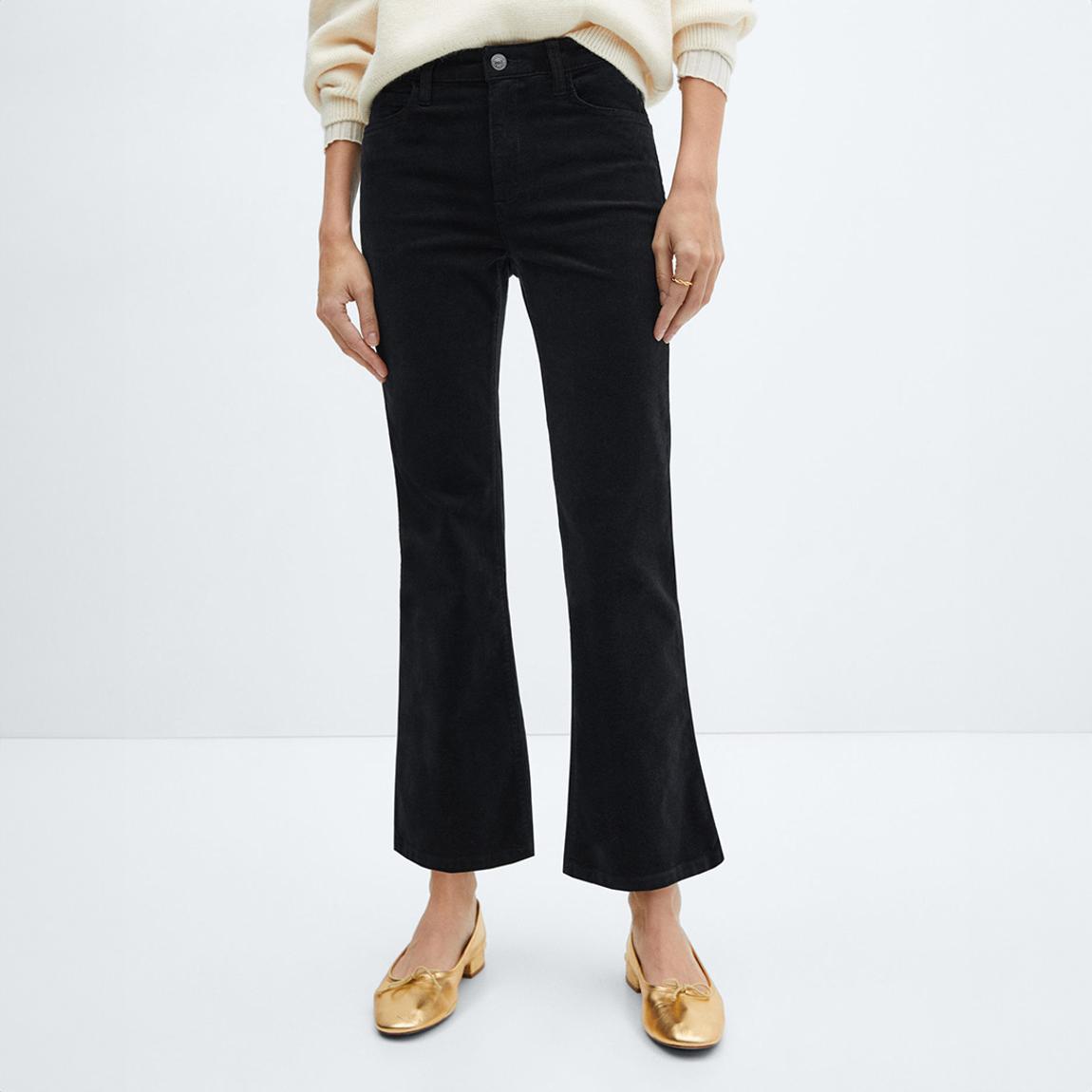 Black Flare Crop Corduroy Trousers main product photo